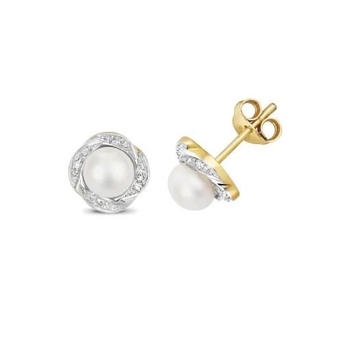 Diamond & Pearl Stud Earrings